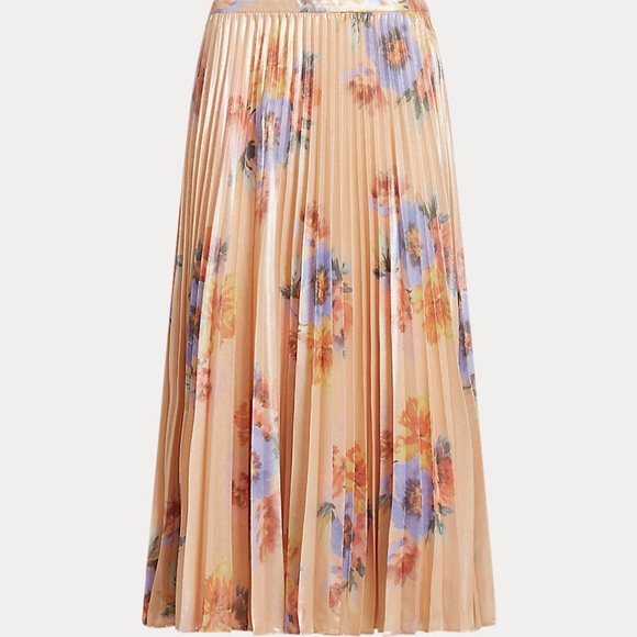 Ralph Lauren Dresses & Skirts - Ralph Lauren Floral-Print Metallic Pleated Skirt